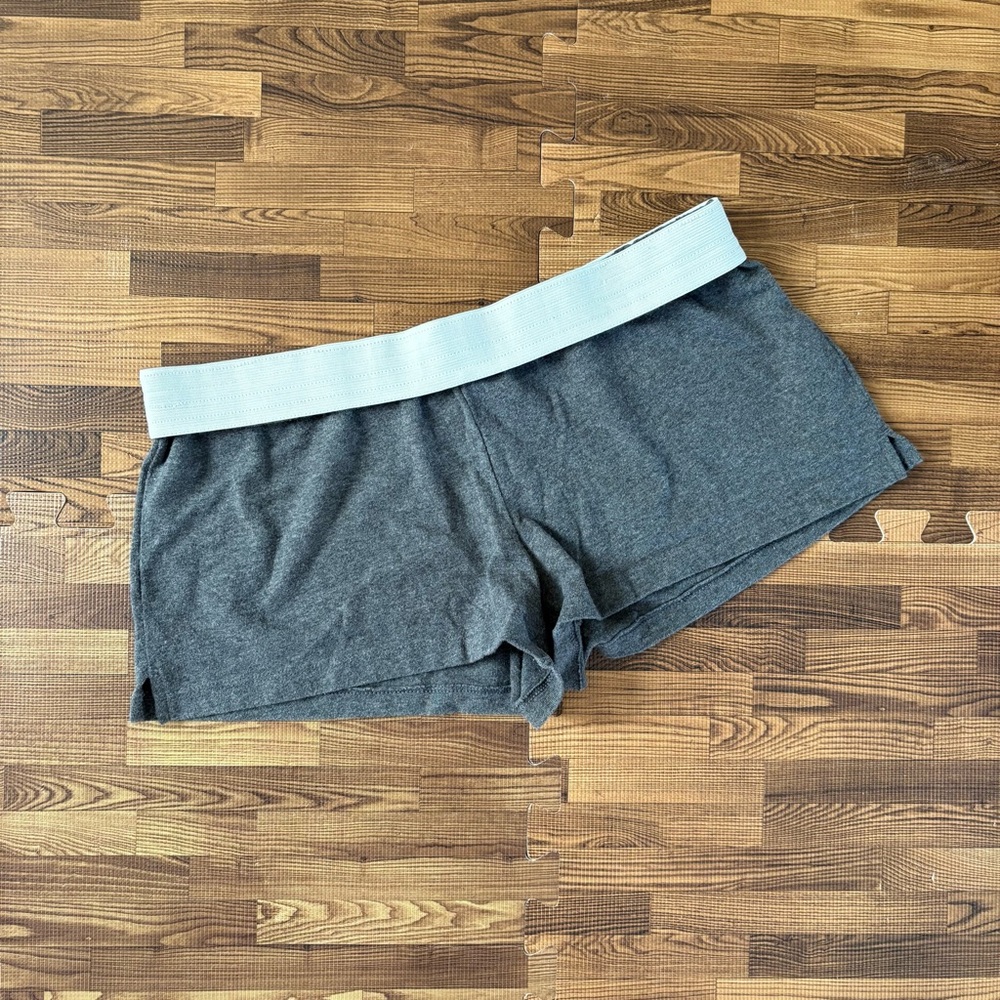 No Boundaries Gray Lounge Shorts with White Waistband Medium